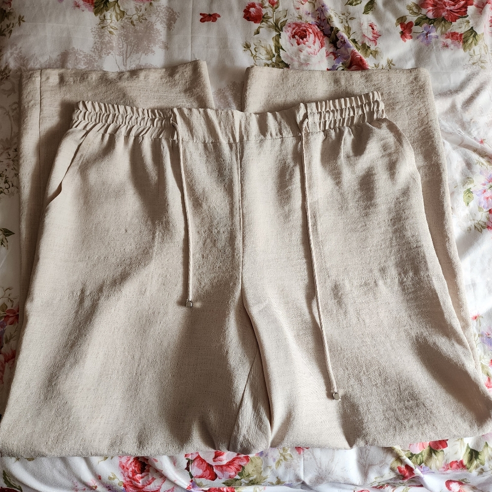 Cream Drawstring Pants
